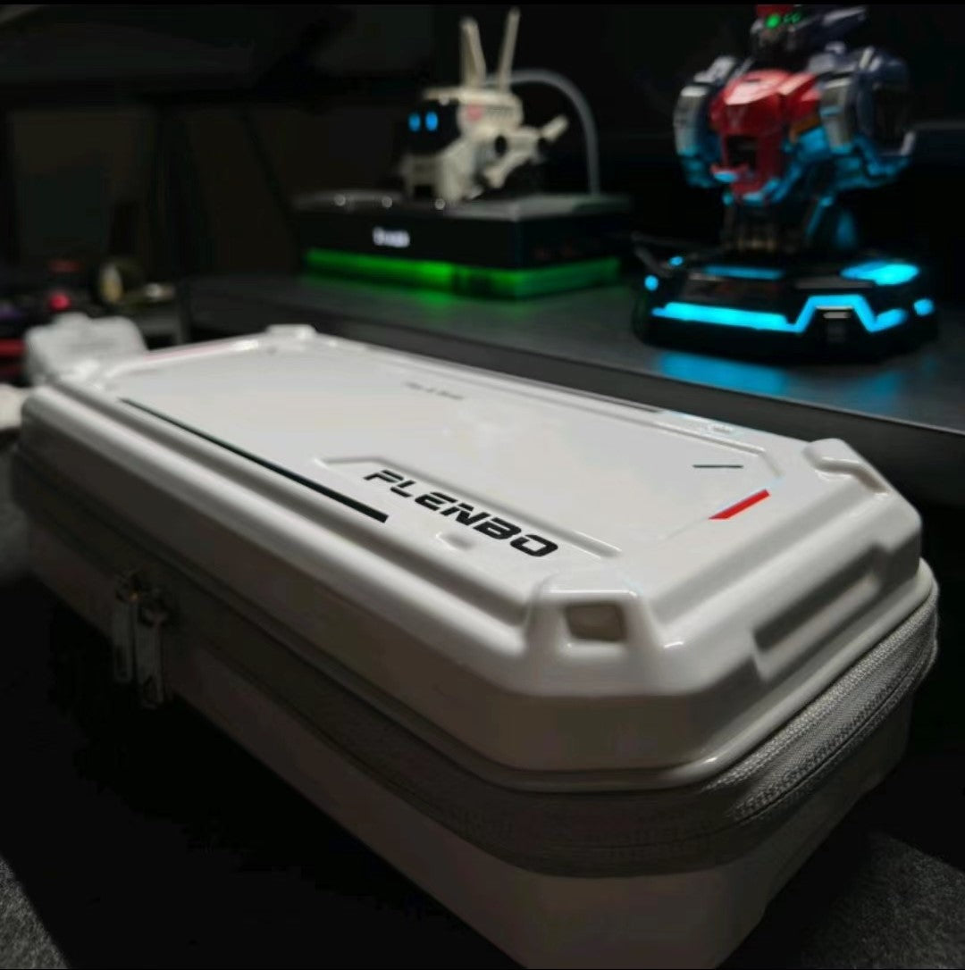 profile view of the white carry case
