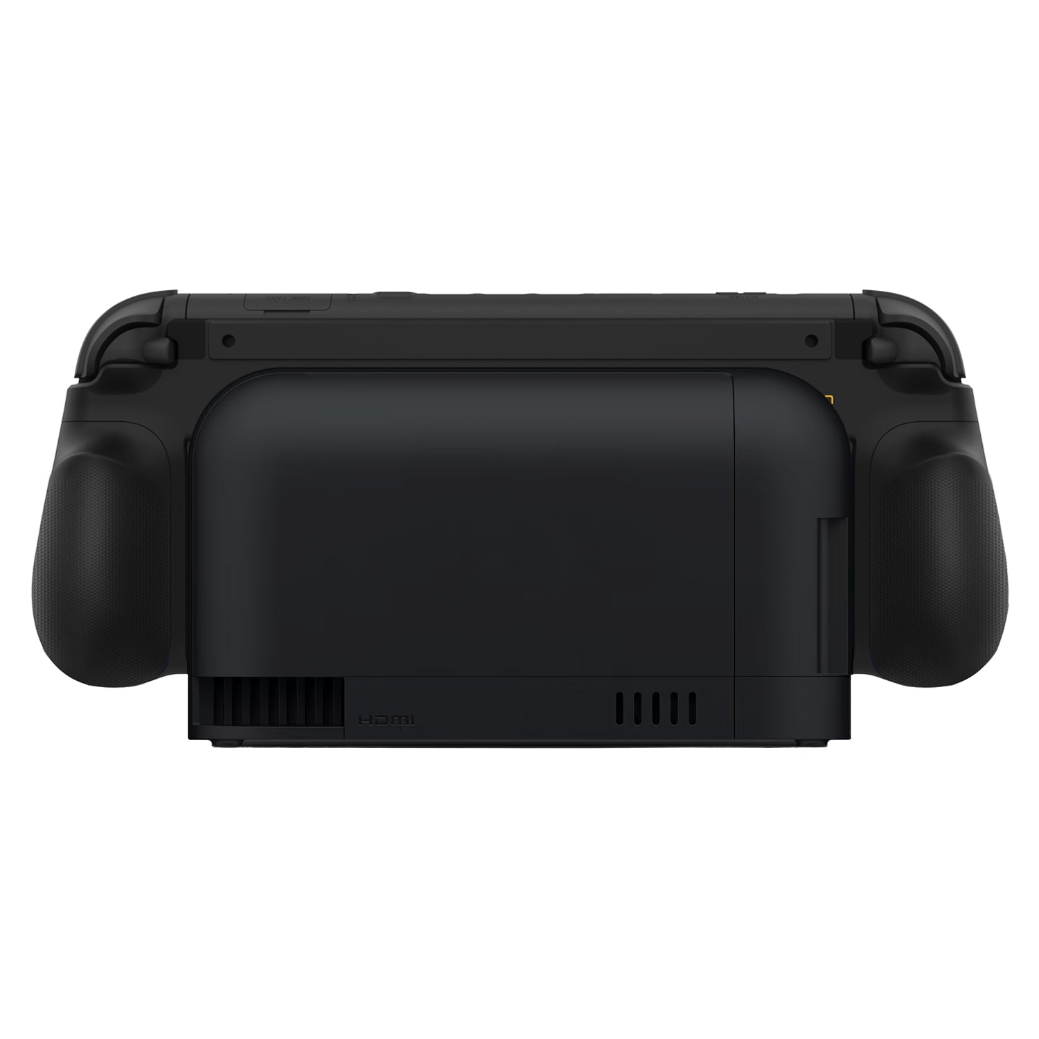 Switch 2 in Plenbo black grip case docked in official dock charger
