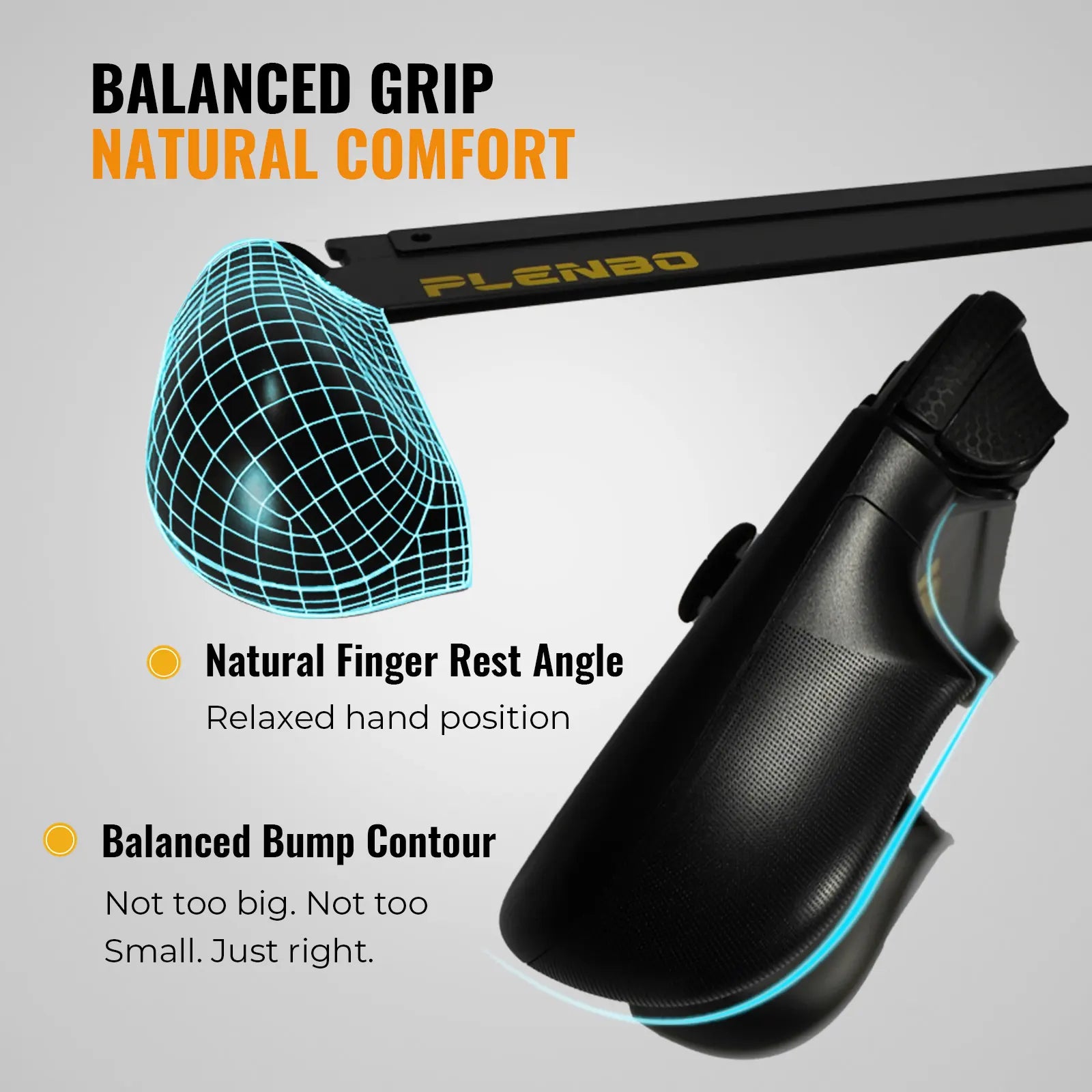 ergonomic shape and bump of Plenbo switch 2 grip