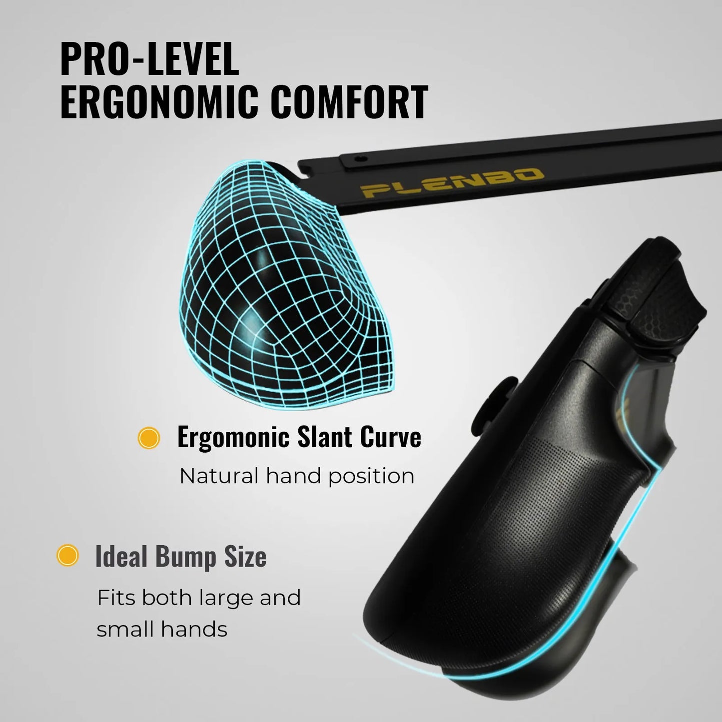 ergonomic shape and bump of Plenbo switch 2 grip