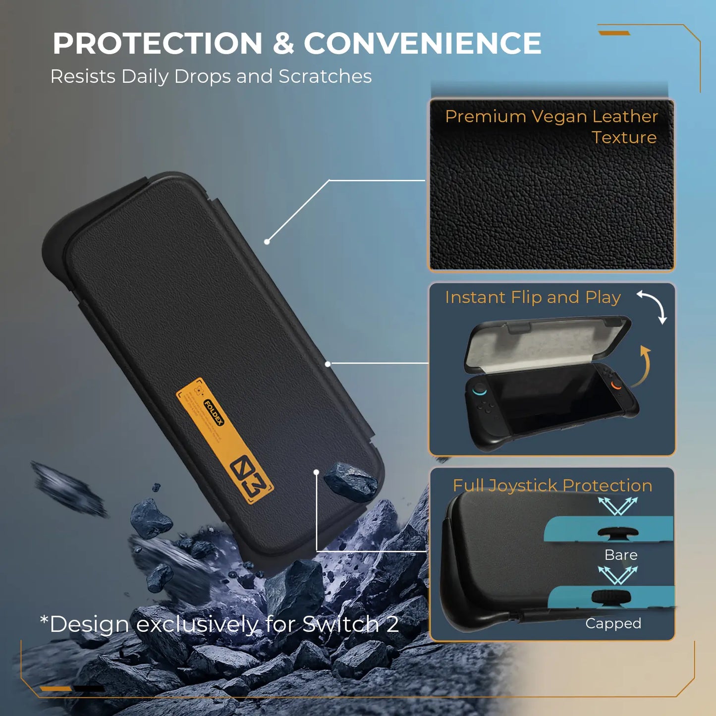 switch 2 grip flip case features summary