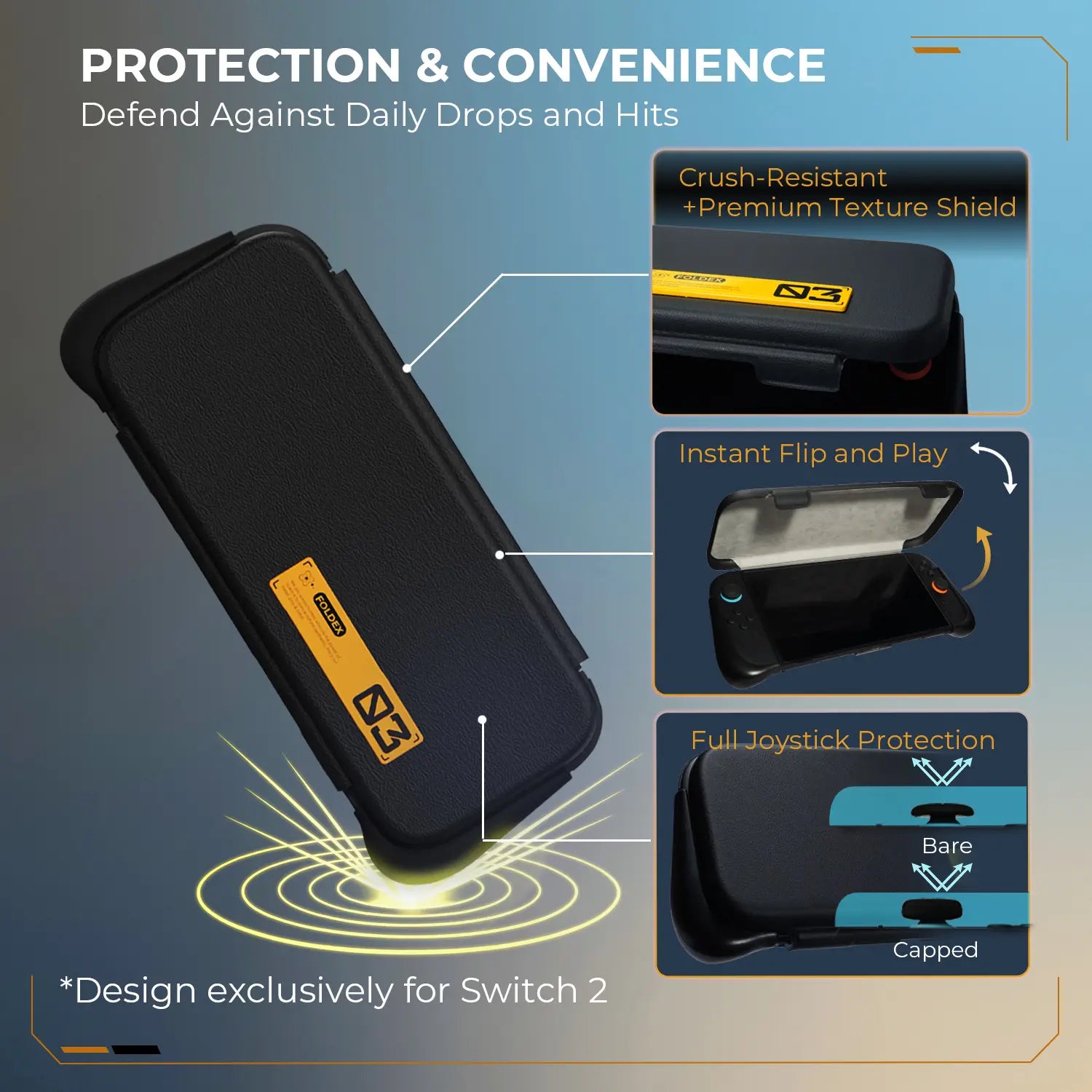 switch 2 grip flip case features summary