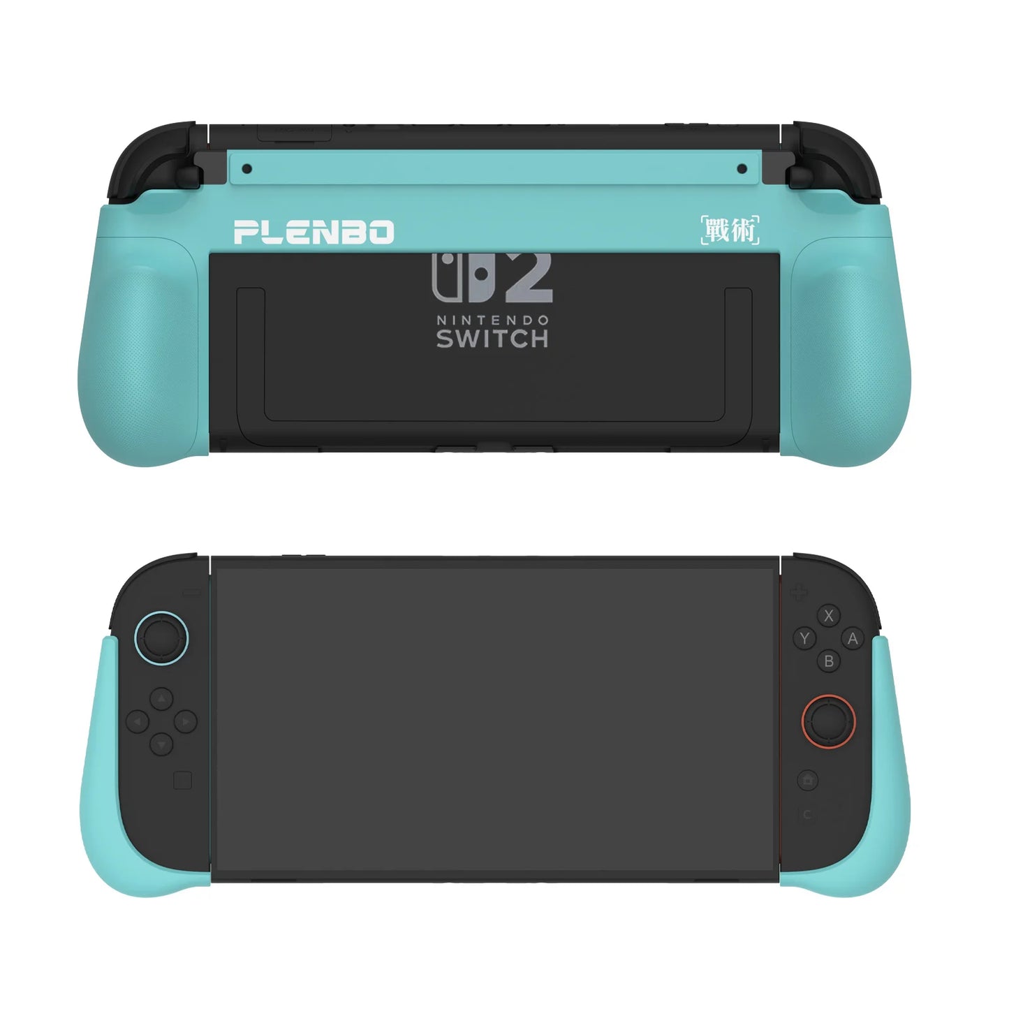 Turquoise switch 2 grips for Nintendo Switch 2 with front and back view on a white background